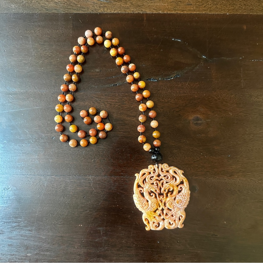 Goldenrod Jade Dragons Pendant